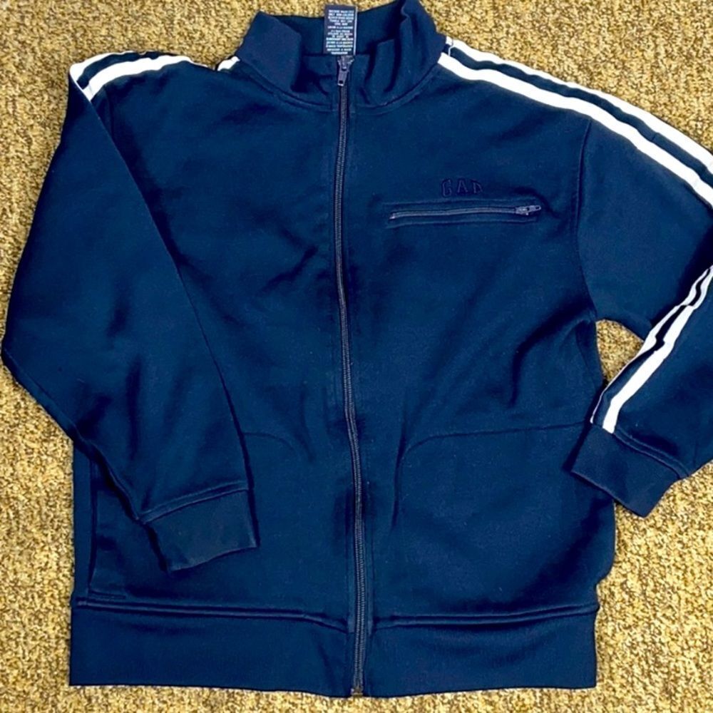 GAP CROPPED SWEATER BLUE AND WHITE SIZE M (7-8)